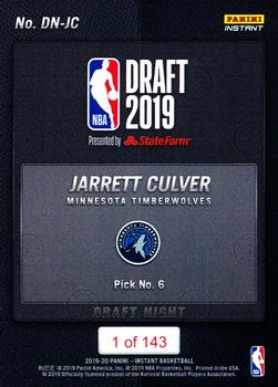 2019-20 Panini Instant NBA Draft Night #DN-JC Jarrett Culver Back