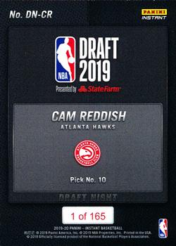 2019-20 Panini Instant NBA Draft Night #DN-CR Cam Reddish Back
