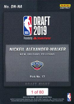2019-20 Panini Instant NBA Draft Night #DN-NA Nickeil Alexander-Walker Back