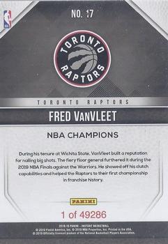 2019 Panini Toronto Raptors NBA Champions #17 Fred VanVleet Back