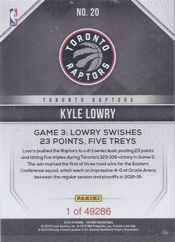 2019 Panini Toronto Raptors NBA Champions #20 Kyle Lowry Back