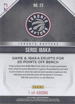 2019 Panini Toronto Raptors NBA Champions #23 Serge Ibaka Back