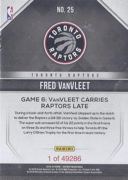 2019 Panini Toronto Raptors NBA Champions #25 Fred VanVleet Back