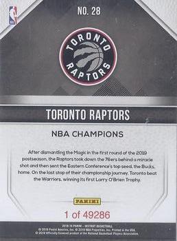 2019 Panini Toronto Raptors NBA Champions #28 Kawhi Leonard / Kyle Lowry Back
