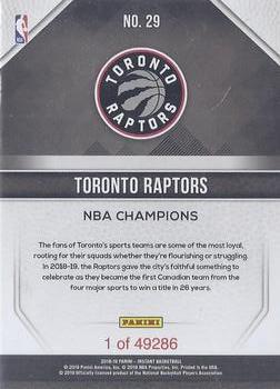 2019 Panini Toronto Raptors NBA Champions #29 Kyle Lowry Back