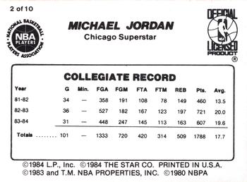 1986 Star Michael Jordan #2 Michael Jordan / Collegiate Stats Back