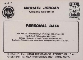 1986 Star Michael Jordan #9 Michael Jordan / Personal Data Back