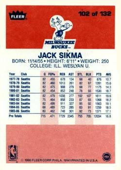 1986-87 Fleer #102 Jack Sikma Back
