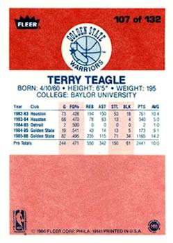 1986-87 Fleer #107 Terry Teagle Back