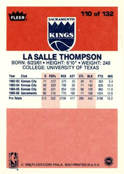 1986-87 Fleer #110 LaSalle Thompson Back