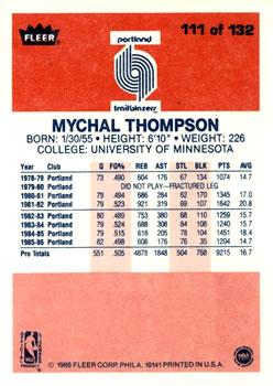 1986-87 Fleer #111 Mychal Thompson Back