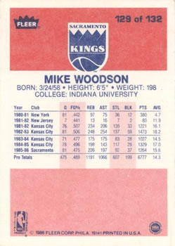 1986-87 Fleer #129 Mike Woodson Back