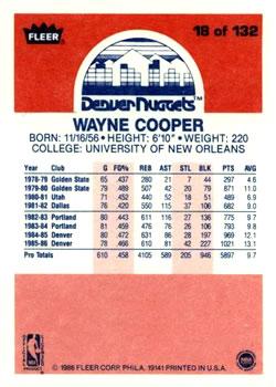 1986-87 Fleer #18 Wayne Cooper Back