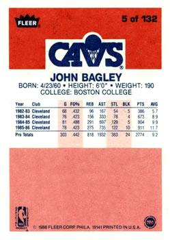 1986-87 Fleer #5 John Bagley Back