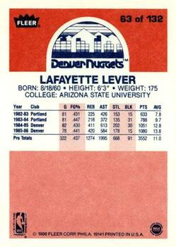 1986-87 Fleer #63 Lafayette Lever Back