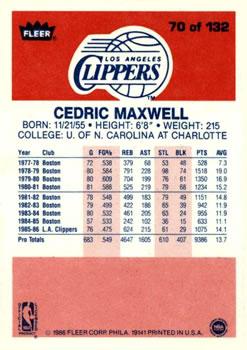 1986-87 Fleer #70 Cedric Maxwell Back