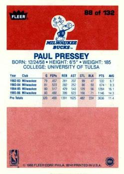 1986-87 Fleer #88 Paul Pressey Back