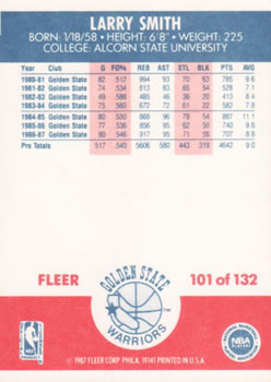 1987-88 Fleer #101 Larry Smith Back