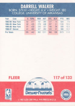 1987-88 Fleer #117 Darrell Walker Back