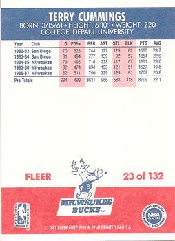 1987-88 Fleer #23 Terry Cummings Back