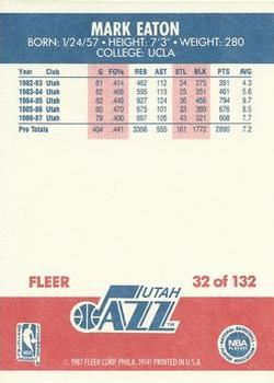 1987-88 Fleer #32 Mark Eaton Back