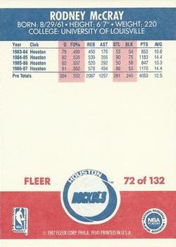 1987-88 Fleer #72 Rodney McCray Back