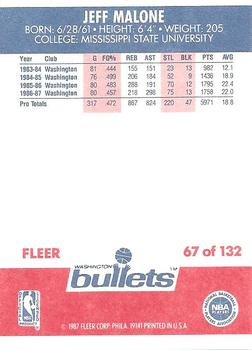 1987-88 Fleer #67 Jeff Malone Back