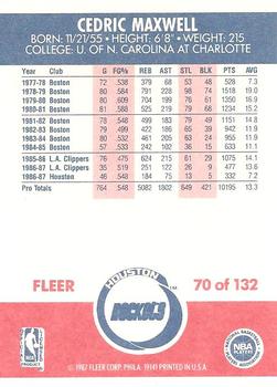 1987-88 Fleer #70 Cedric Maxwell Back