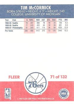 1987-88 Fleer #71 Tim McCormick Back
