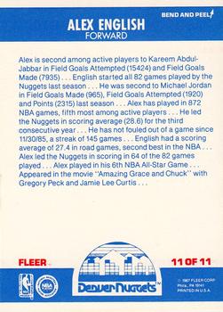 1987-88 Fleer - Stickers #11 Alex English Back