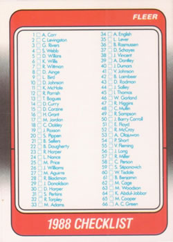 1988-89 Fleer #132 Checklist 1-132 Front