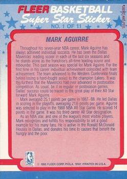 1988-89 Fleer - Stickers #1 Mark Aguirre Back