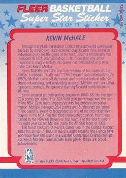 1988-89 Fleer - Stickers #9 Kevin McHale Back