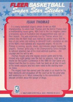 1988-89 Fleer - Stickers #10 Isiah Thomas Back