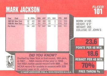 1989-90 Fleer #101 Mark Jackson Back