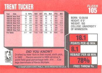 1989-90 Fleer #105 Trent Tucker Back