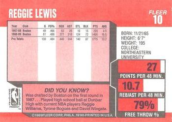 1989-90 Fleer #10 Reggie Lewis Back