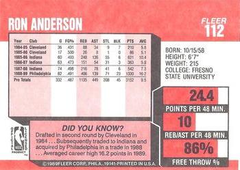 1989-90 Fleer #112 Ron Anderson Back
