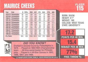 1989-90 Fleer #115 Maurice Cheeks Back