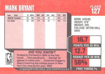 1989-90 Fleer #127 Mark Bryant Back