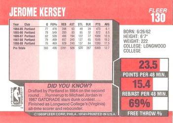 1989-90 Fleer #130 Jerome Kersey Back