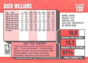 1989-90 Fleer #132 Buck Williams Back