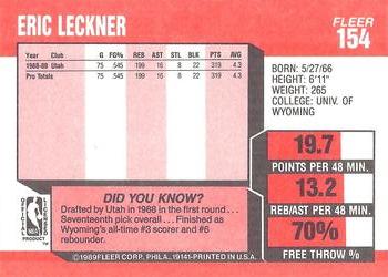 1989-90 Fleer #154 Eric Leckner Back