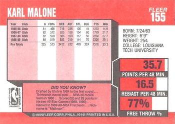 1989-90 Fleer #155 Karl Malone Back