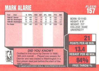1989-90 Fleer #157 Mark Alarie Back