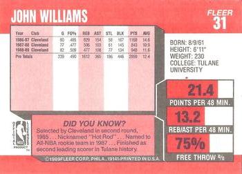 1989-90 Fleer #31 John Williams Back