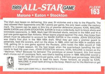 1989-90 Fleer #163 Karl Malone / Mark Eaton / John Stockton Back