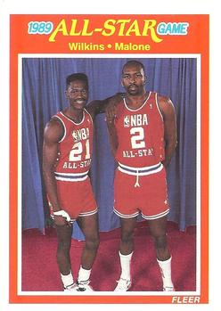 1989-90 Fleer #165 Dominique Wilkins / Moses Malone Front