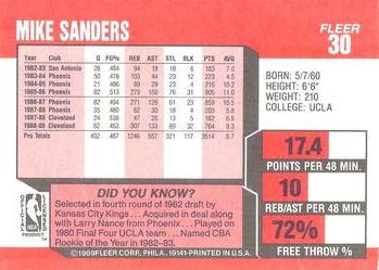 1989-90 Fleer #30 Mike Sanders Back