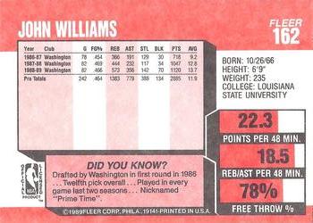 1989-90 Fleer #162 John Williams Back